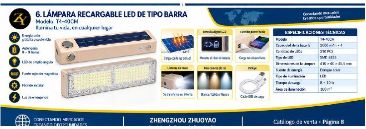 Lámpara solar recargable LED T4-40CM